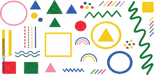 Geometric Abstract Pattern Colorful Shapes and Lines for Design and Decoration Elements