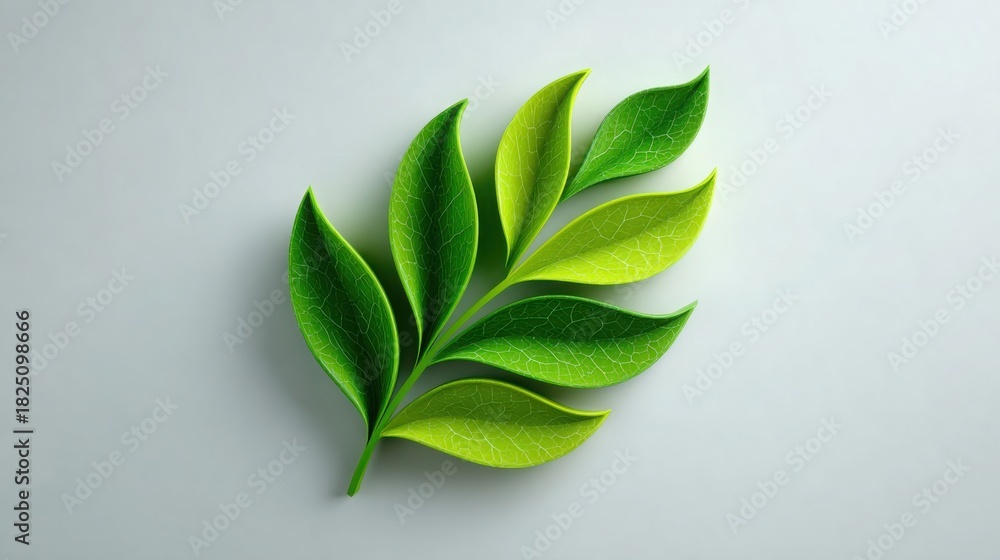 Fototapeta premium Single green leaf symbolizing eco-conscious branding with minimalist -centric conceptual design approach