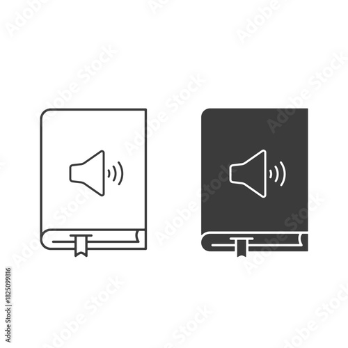 Audiobook icon. Vector isolated illustration. Outline, and black set