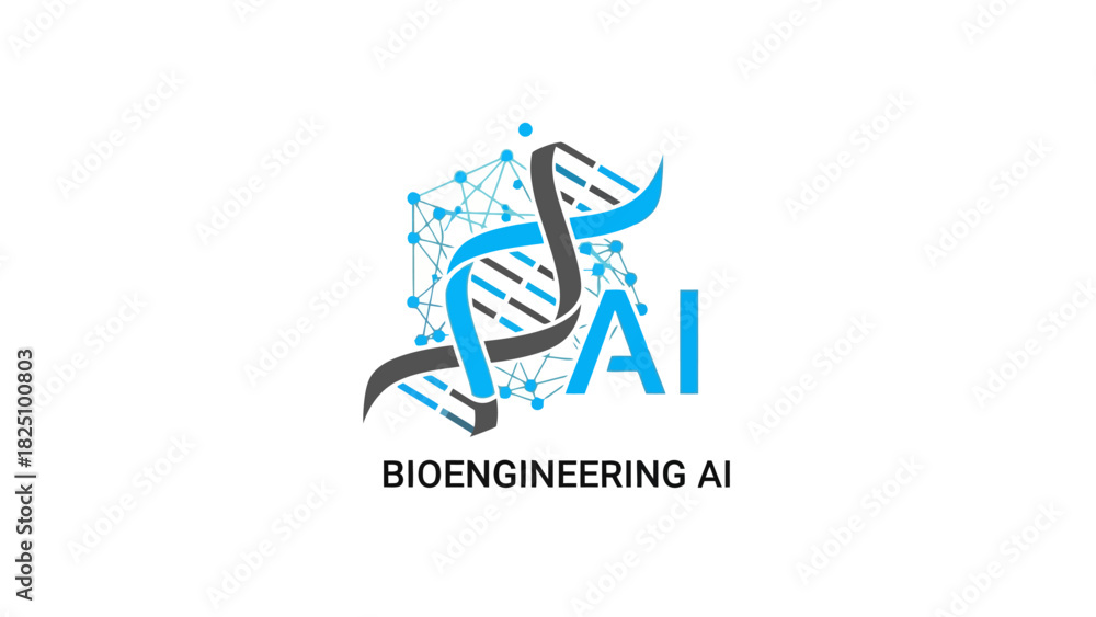 Fototapeta premium Graphic design featuring DNA strand, molecular structure, and text