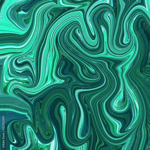 Flowing teal and emerald marble-like fluid artwork with smooth curves and layered motion. Rich abstract, marble, texture, flow, vibrant lines create immersive depth.
