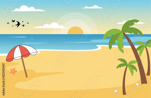 vector illustration of a beach