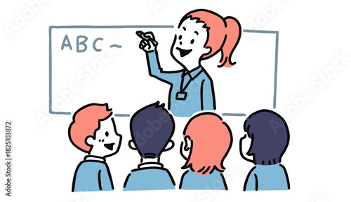 ホワイトボードで説明するビジネスウーマンのイラスト