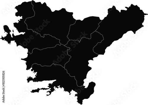 Vector Map of Aegean Region of Turkey Isolated Silhouette