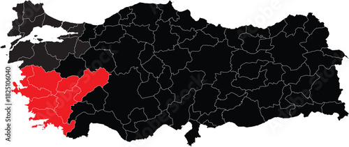 Aegean Region on the Map of Turkey