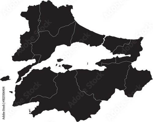 Vector Map of Marmara Region of Turkey Isolated Silhouett