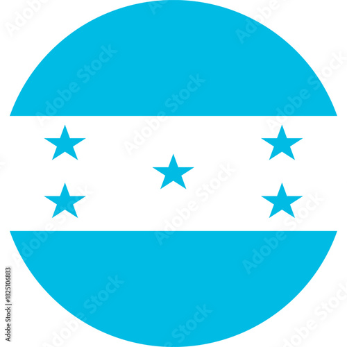 Circular icon of the Honduran flag, with blue and white stripes and five central stars, representing the concept of national identity and Central American unity