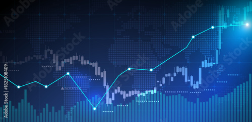 Trading background blue background or stock market vector