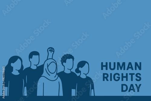 Empowering illustration depicting a diverse collective advocating for universal human rights, emphasizing unity, equality, and social justice for everyone