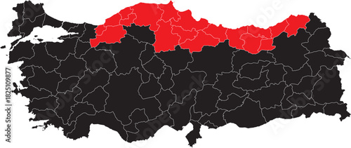 Black Sea Region on the Map of Turkey