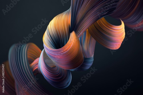 Abstract colorful flowing lines forming dynamic fluid swirl