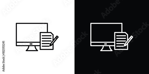 Blended learning icon symbol, Set of line icons pack