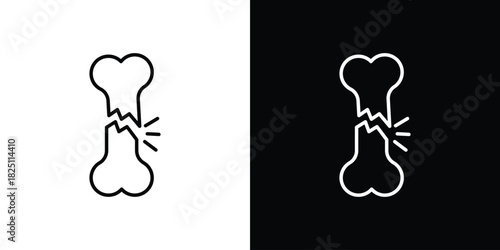 Broken bone icon symbol, Set of line icons pack