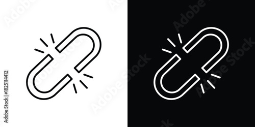 Broken link icon symbol, Set of line icons pack