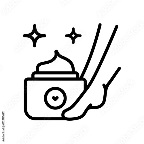 Foot cream, Foot hygiene, Healthy feet, Foot treatment, Podiatrist, Podiatry icons, Pedicure, Massage foot outline icon. Outline vector illustration.