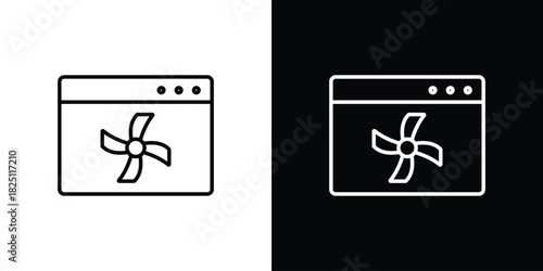 Convection turbofan stove icon symbol, Set of line icons pack