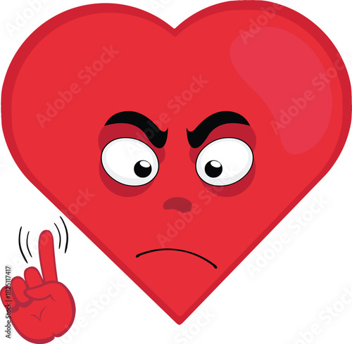 vector illustration emoticon character heart cartoon, saying no with a hand gesture