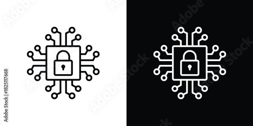 Cyber security icon symbol, Set of line icons pack