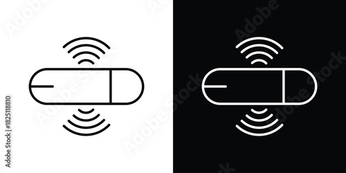 Dog microchip icon symbol, Set of line icons pack