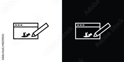 Electronic signature icon symbol, Set of line icons pack