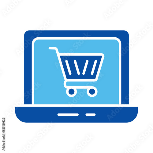 E-Commerce In Blue Style, Vector Illustration