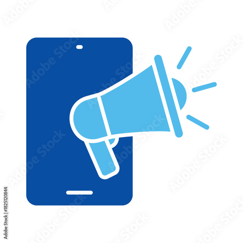 Mobile Marketing In Blue Style, Vector Illustration