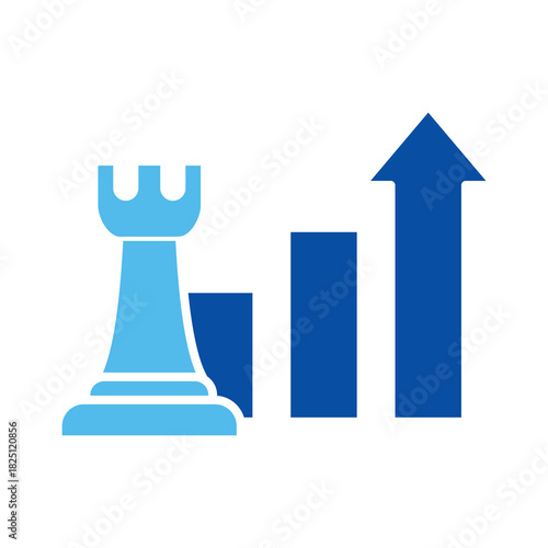 Business Strategy In Blue Style, Vector Illustration