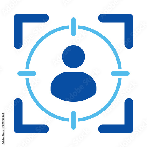 Face Recognition In Blue Style, Vector Illustration