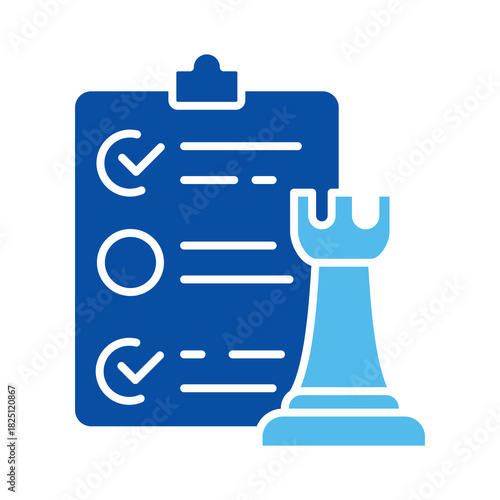 Strategy In Blue Style, Vector Illustration