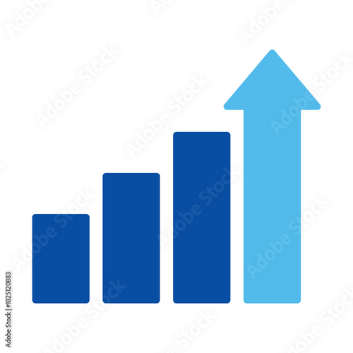 Rising Graph In Blue Style, Vector Illustration