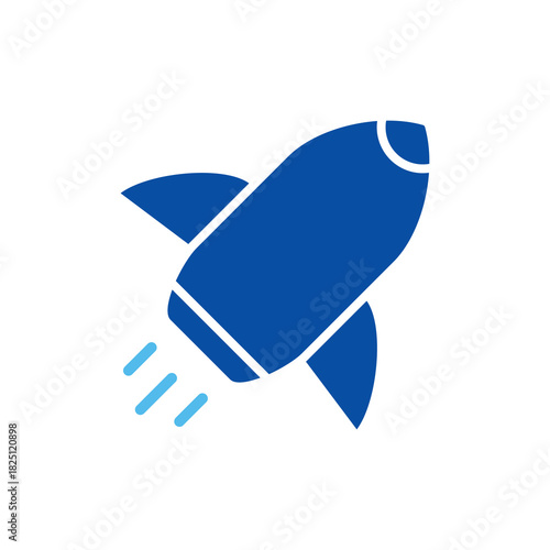 Rocket In Blue Style, Vector Illustration