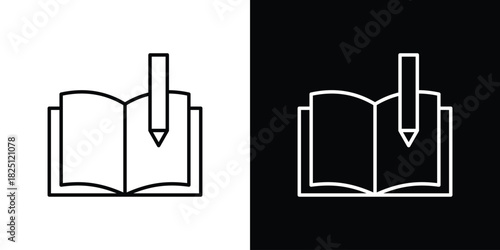 Homework icon symbol, Set of line icons pack