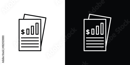 Income statement icon symbol, Set of line icons pack