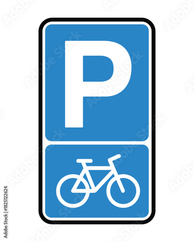 Bicycle Parking Sign – Blue with P and Bike Icon