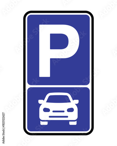 Car Parking Road Sign – Blue with P and Vehicle Icon