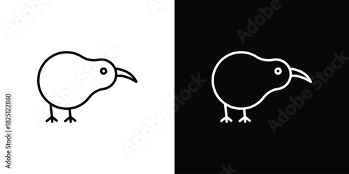 Kiwi bird icon symbol, Set of line icons pack
