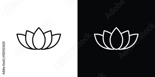 Lotus flower icon symbol, Set of line icons pack