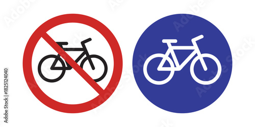 Bicycle Access Icons – Red Ban and Blue Permit Symbols