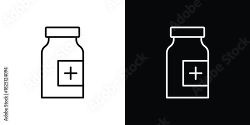 Medicine bottle icon symbol, Set of line icons pack