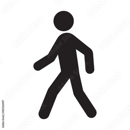 Walking Person Icon – Black Silhouette in Motion