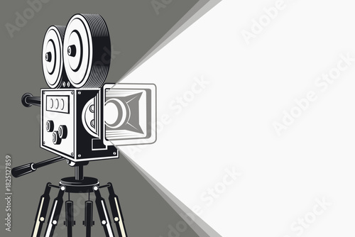 cinema poster with retro movie projector background