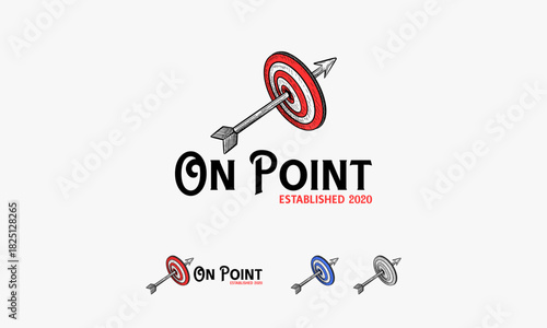 vintage Hand drawn target arrow logo, on Point Archery Logo designs vector