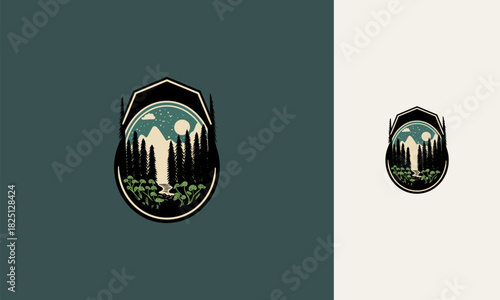 Camping wilderness adventure badge graphic design logo emblem