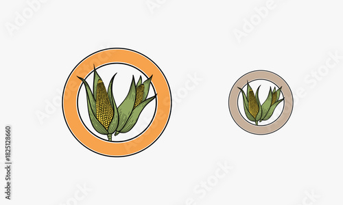 vintage corn badge logo, Corn farm hand drawn logo vector