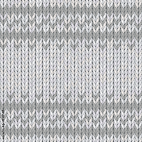 White wool knitting with gray stripes seamless pattern background