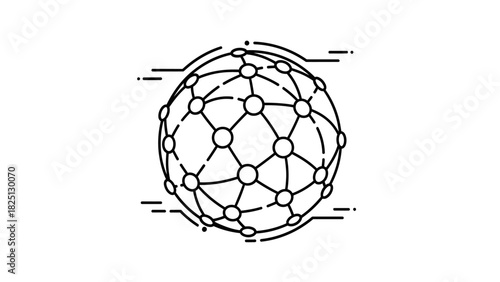 A detailed illustration of a network globe, representing global connectivity and data transfer.