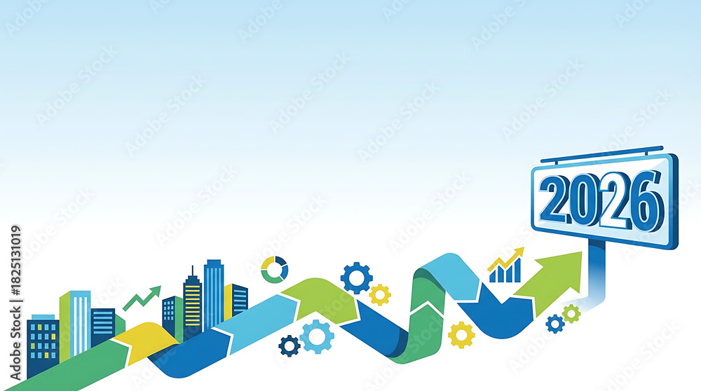 Naklejka premium Growth and Development Towards 2026.