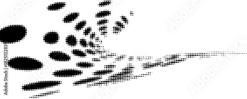 Rounded dynamic polka dot swirl icon with copy space for text. For logos, brands, emblems, trademarks. Vector.