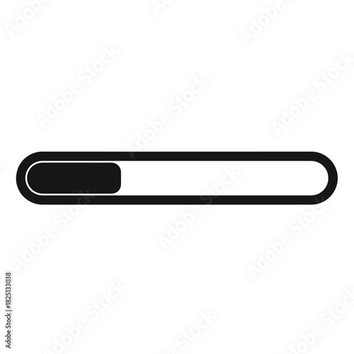 Loading Progress Bar Icon with Black Fill and 'Loading...' Text, Illustrating Waiting, Processing, Download, or System Update Status for Web and Application Interfaces.