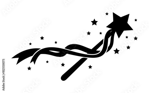 Magic Wand Silhouette with Star and Swirling
